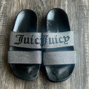 Juicy Couture Black Slides with Silver Accents